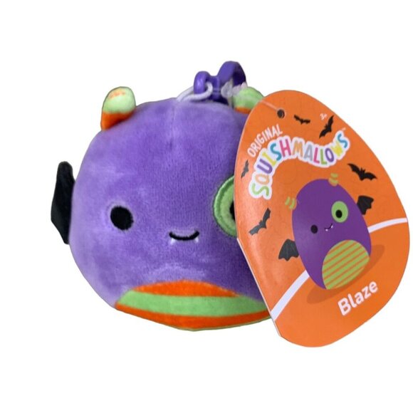 Mini Blaze Bat Squishmallow 3.5 Purple Monster Clip NWT Halloween New Plush Toy - Picture 2 of 6